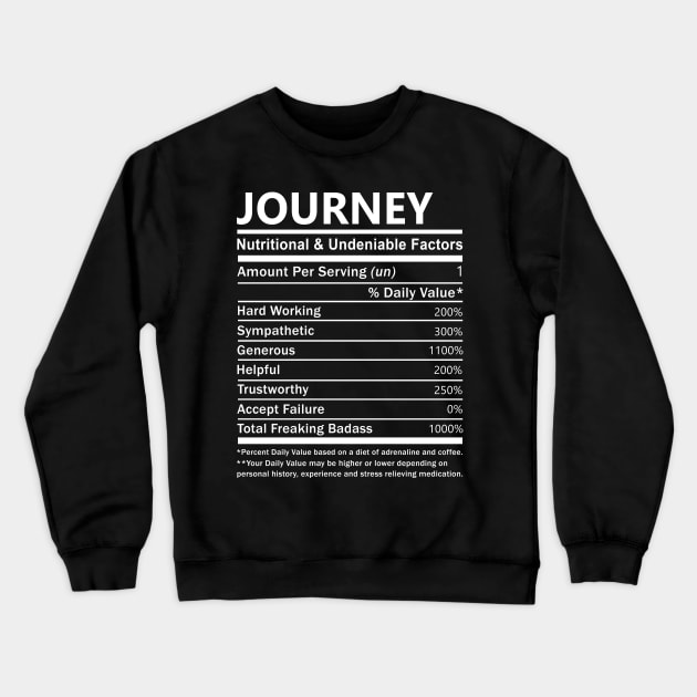 Journey Name T Shirt - Journey Nutritional and Undeniable Name Factors Gift Item Tee Crewneck Sweatshirt by nikitak4um